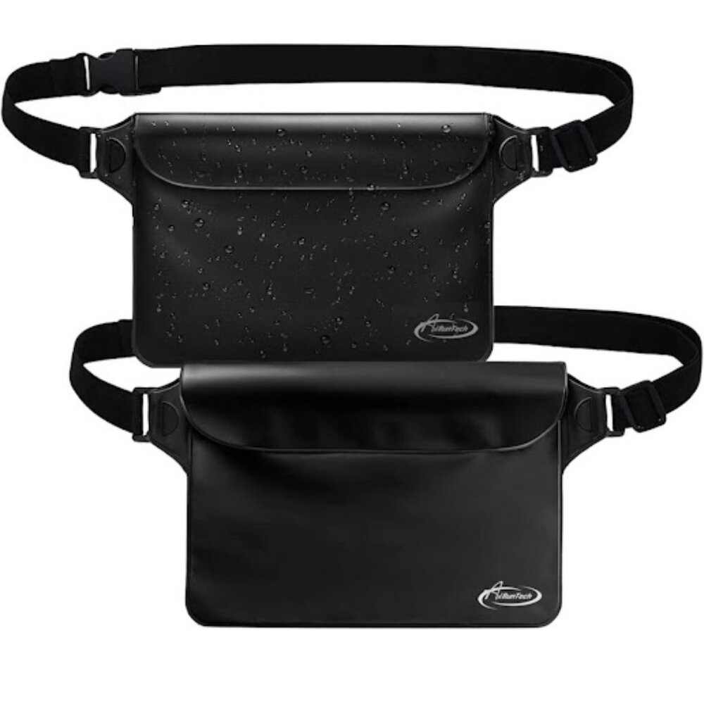 AiRunTech Waterproof Pouch with Waist Strap (2 Pack) | Beach Accessories